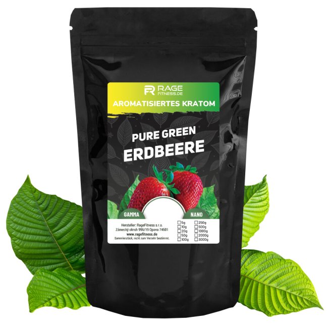 Reines Kratom, Pure Green mit Erdbeergeschmack